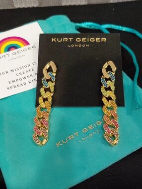 KURT GEIGER LONDON RAINBOW CHAIN EARRINGS